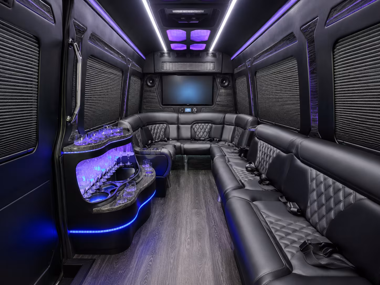 buckeye 40 passenger party bus inside